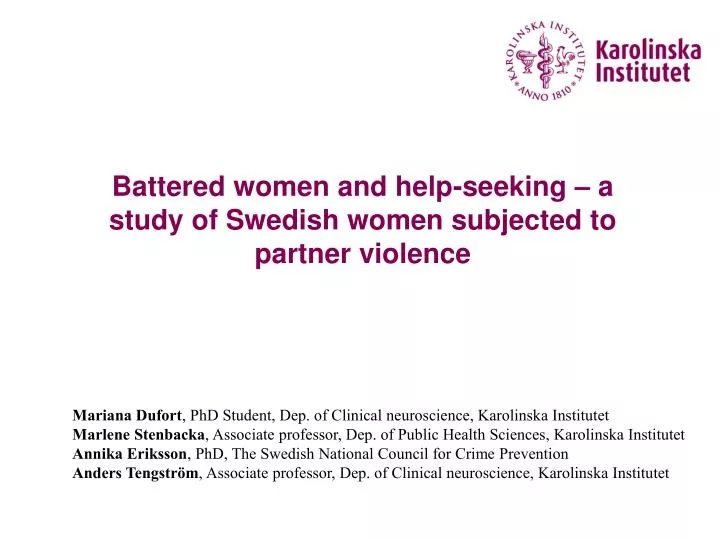 battered women and help seeking a study of swedish women subjected to partner violence