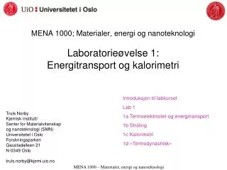 Truls Norby Kjemisk institutt/ Senter for Materialvitenskap og nanoteknologi (SMN)