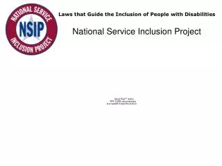 Laws that Guide the Inclusion of People with Disabilities National Service Inclusion Project