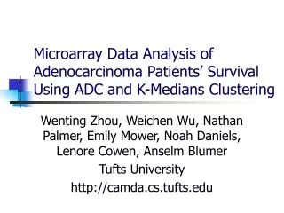 Microarray Data Analysis of Adenocarcinoma Patients’ Survival Using ADC and K-Medians Clustering