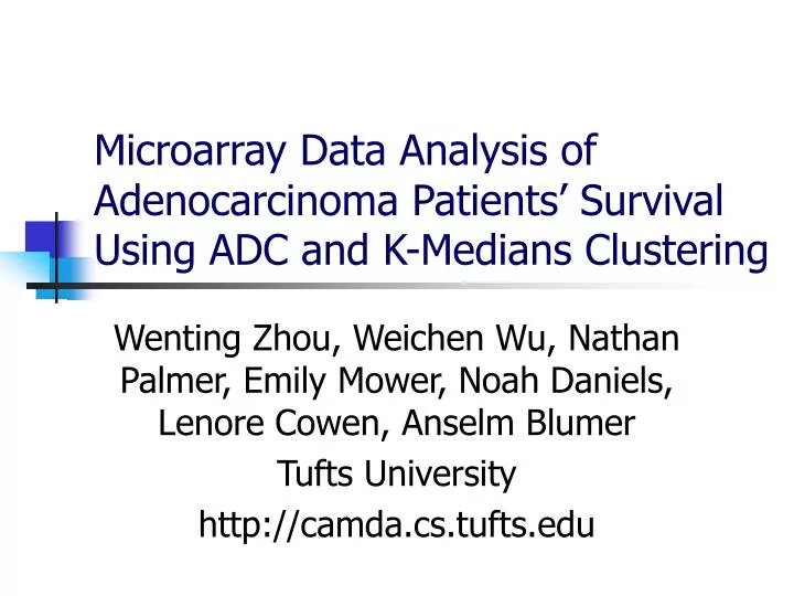 microarray data analysis of adenocarcinoma patients survival using adc and k medians clustering