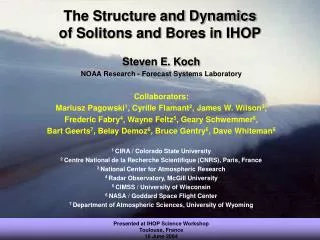 The Structure and Dynamics of Solitons and Bores in IHOP