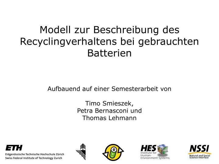 modell zur beschreibung des recyclingverhaltens bei gebrauchten batterien