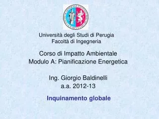 Università degli Studi di Perugia Facoltà di Ingegneria