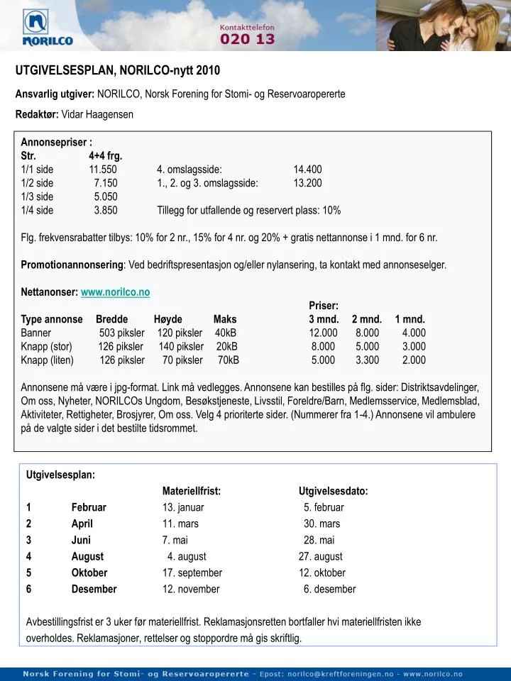 utgivelsesplan norilco nytt 2010