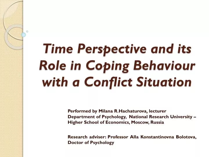 time perspective and its role in coping behaviour with a conflict situation