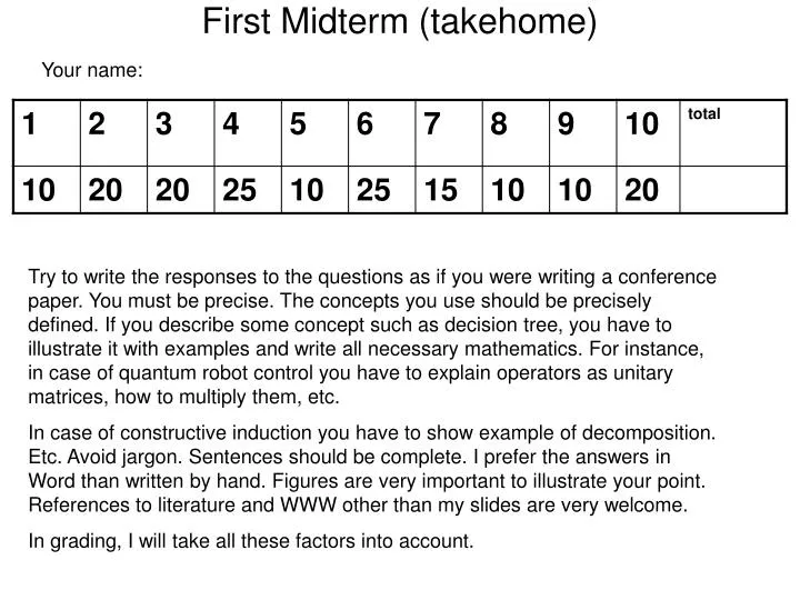 first midterm takehome