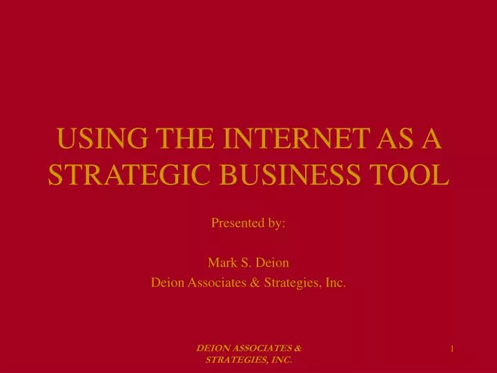 using the internet as a strategic business tool