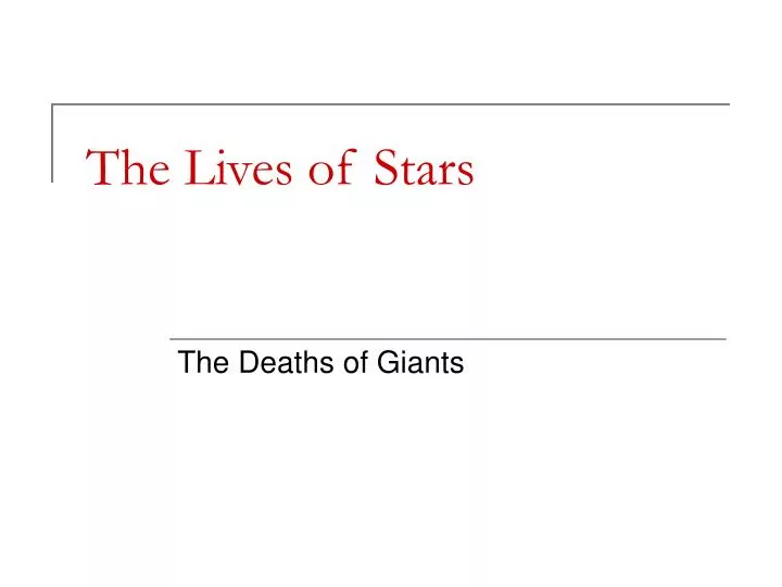 the lives of stars