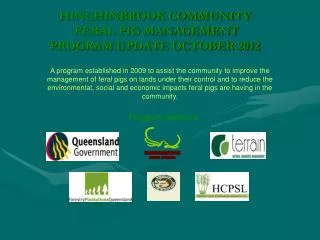 HINCHINBROOK COMMUNITY FERAL PIG MANAGEMENT PROGRAM UPDATE OCTOBER 2012