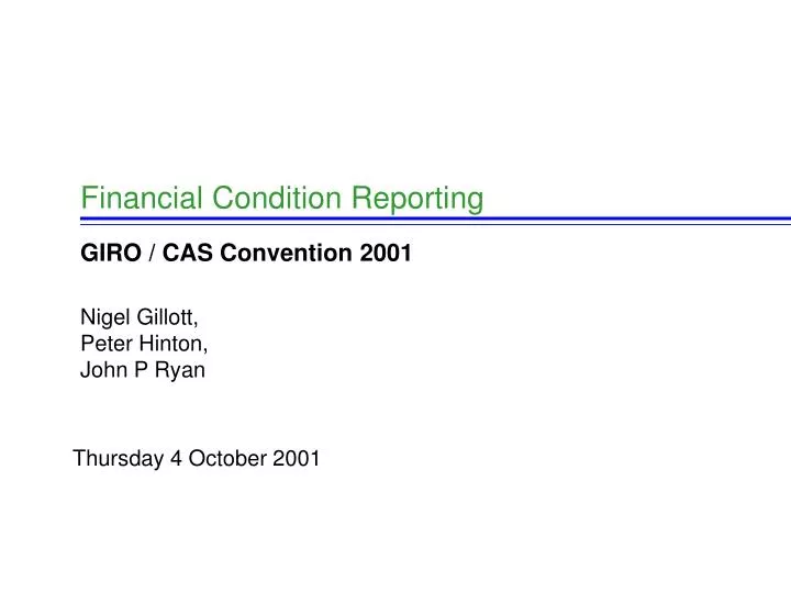 financial condition reporting
