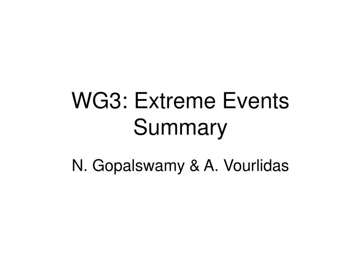 wg3 extreme events summary