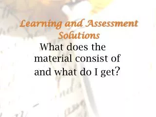 Learning and Assessment Solutions