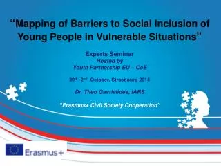 “ Mapping of Barriers to Social Inclusion of Young People in Vulnerable Situations ”