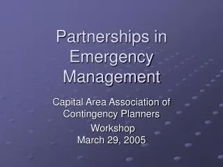 Partnerships in Emergency Management