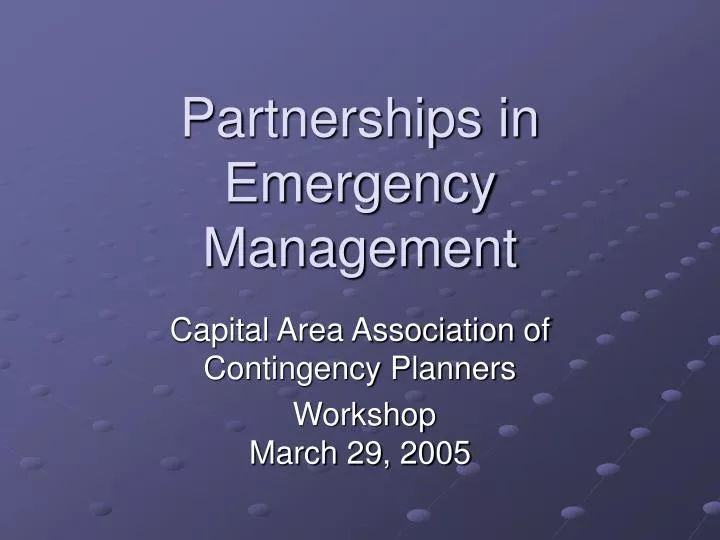partnerships in emergency management