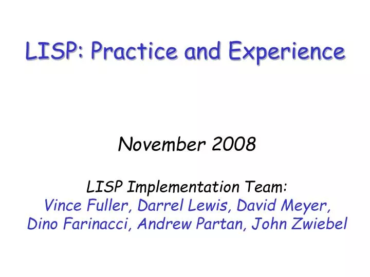 lisp practice and experience