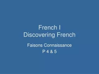 French I Discovering French