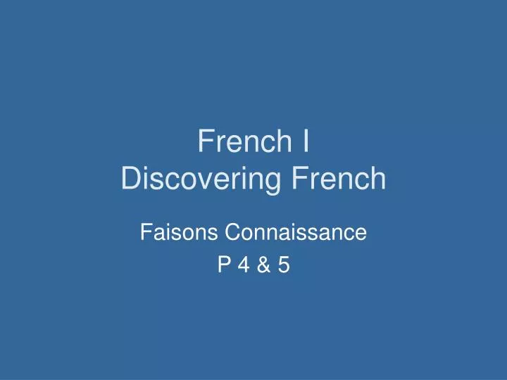 french i discovering french
