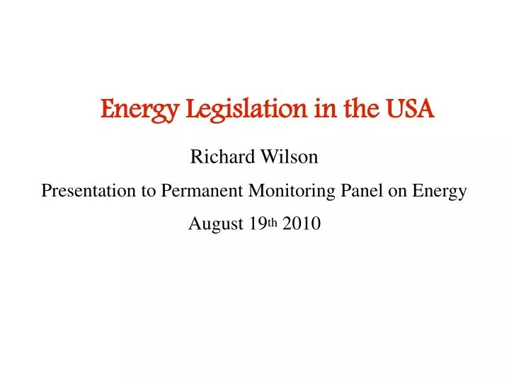 energy legislation in the usa