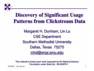 Discovery of Significant Usage Patterns from Clickstream Data