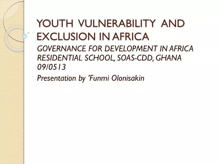youth vulnerability and exclusion in africa