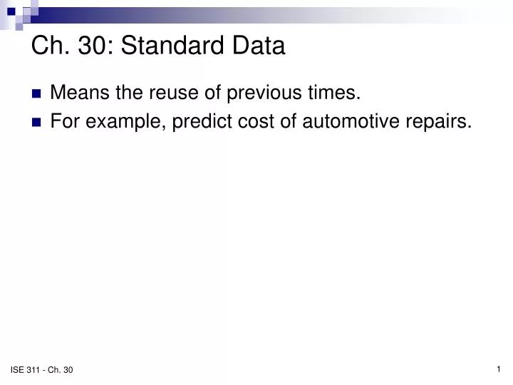 ch 30 standard data