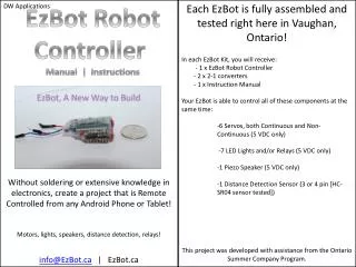 EzBot Robot Controller Manual | Instructions