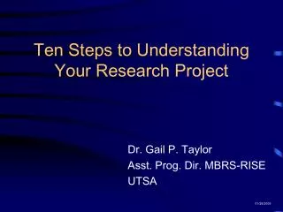 Ten Steps to Understanding Your Research Project