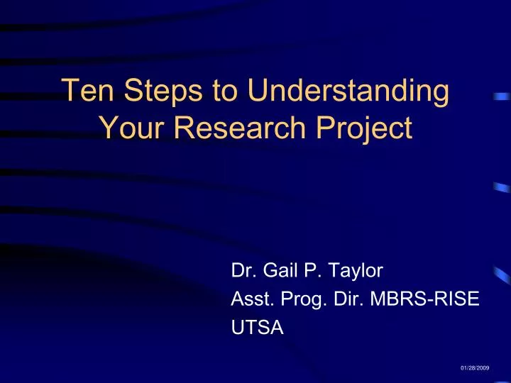 ten steps to understanding your research project