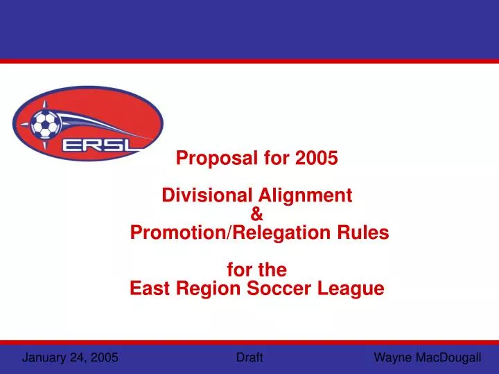 proposal for 2005 divisional alignment promotion relegation rules for the east region soccer league