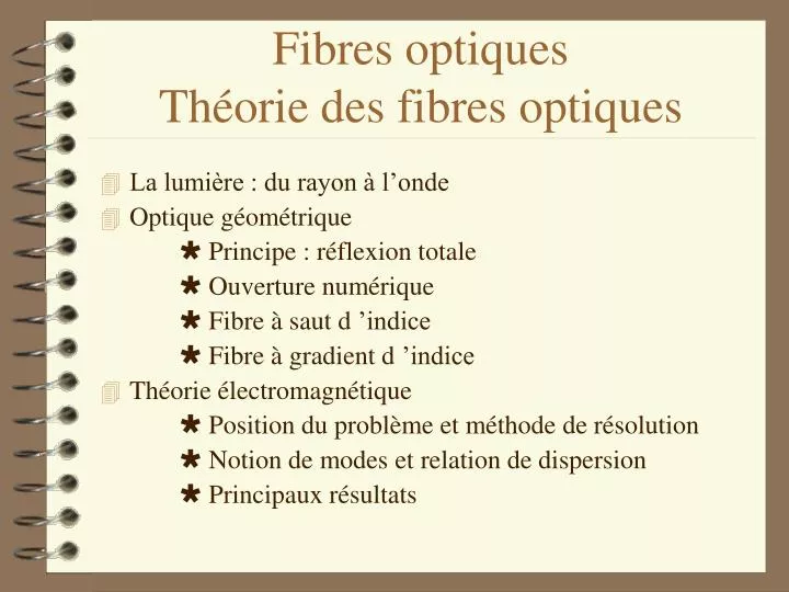 fibres optiques th orie des fibres optiques
