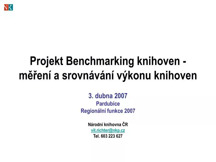 projekt benchmarking knihoven m en a srovn v n v konu knihoven