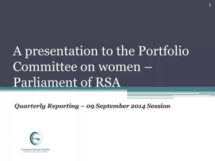 a presentation to the portfolio committee on women parliament of rsa