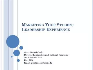 Marketing Your Student Leadership Experience