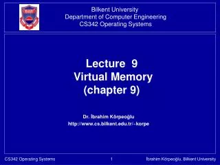 Lecture 9 Virtual Memory (chapter 9)