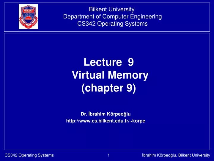 lecture 9 virtual memory chapter 9