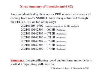 X-ray summary of 1 module and 6 SC: