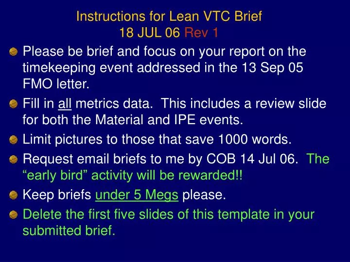 instructions for lean vtc brief 18 jul 06 rev 1