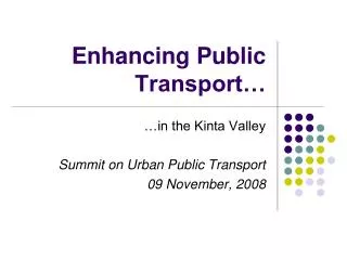Enhancing Public Transport…