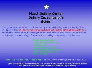 Naval Safety Center Safety Investigator’s Guide