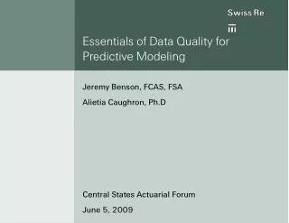 Essentials of Data Quality for Predictive Modeling
