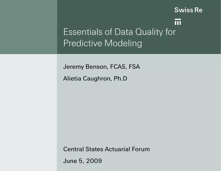 essentials of data quality for predictive modeling