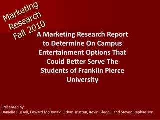 Marketing Research Fall 2010