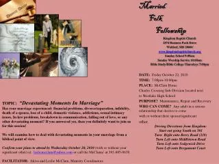 Married Folk Fellowship Kingdom Baptist Church 2574 Business Park Drive