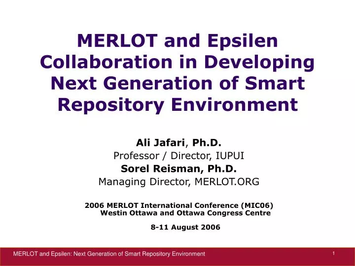 merlot and epsilen collaboration in developing next generation of smart repository environment