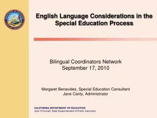 English Language Considerations in the Special Education Process