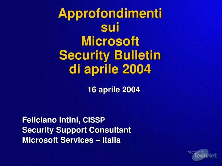 approfondimenti sui microsoft security bulletin di aprile 2004