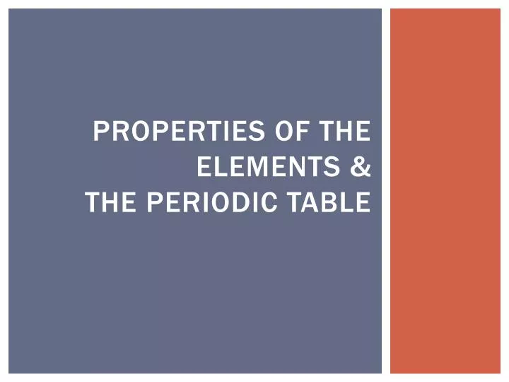 properties of the elements the periodic table