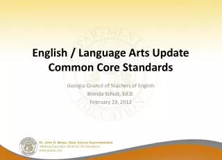 English / Language Arts Update Common Core Standards